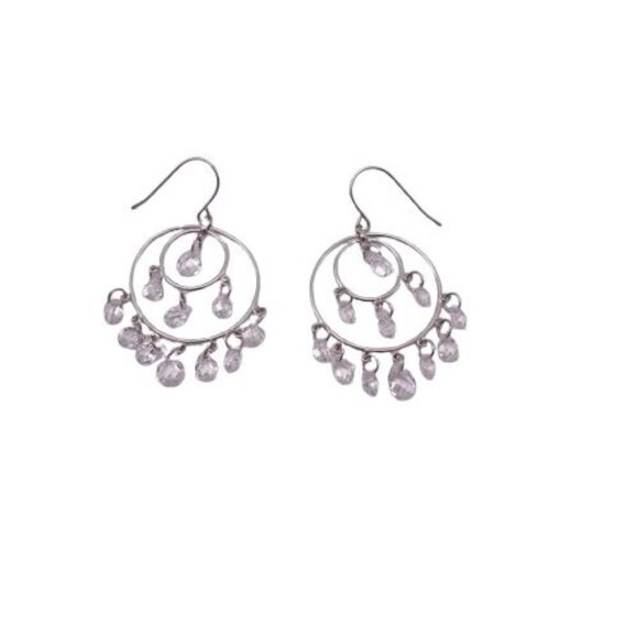 Jacmel Mauritious JCM 14k White Gold Chandelier Earrings with Crystal Dangles